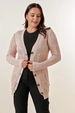 By Saygı V-Neck with Buttons at the Front,Comfortable fit Mercerized Cardigan