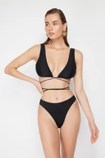 Trendyol Czarny trójkątny krawat Góra od bikini