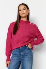 Trendyol Soft Textured Fuchsia Stand-Up Collar Knitwear Sweater