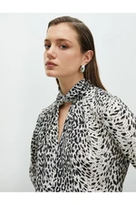 Koton Zebra Print Blouse Long Sleeves Window Detail