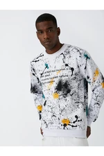 Koton Graffiti Printed Sweatshirt with a Shark Pile Crew Neck.