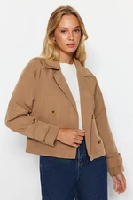 Trendyol Mink Oversize Wide-Cut Crop Water-Repellent Trench Coat