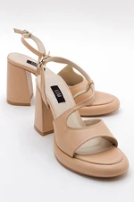 LuviShoes JUGA Women's Beige Skin Heels Shoes