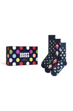 Ponožky Happy Socks Gift Box Navy 3-pak tmavomodrá farba