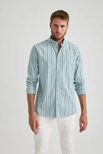 DEFACTO Modern Fit Woven Striped Long Sleeve Shirt