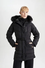 DeFactoFit Water Repellent Slim Fit Faux Fur Puffer Jacket