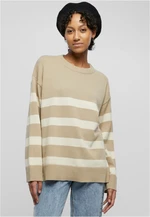 Women's striped knitted sweater with wet sand