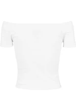 Women's T-shirt with free shoulder white