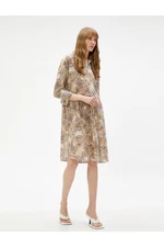 Koton Short Floral Dress Polo Neck Long Sleeve