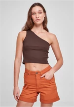 Women's cropped asymmetrical top brown