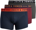 Jack&Jones PLUS 3 PACK - pánské boxerky JACLICHFIELD 12147592 Burgundy XXL