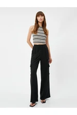 Koton Melis Ağazat X Cotton - Wide Leg Cargo Pants with Pockets.