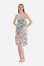 Dagi Multicolour Woven Nightgown with Straps and Border Detail.