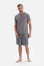 Dagi Gray T-Shirt, Pants, and Shorts Triple Groom Set Pajamas Set