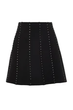 Trendyol Black Stone Accessory Mini Skater/Knitted Waistcoat Knitted Skirt