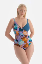 Dagi Lilac - Petrol Green Consolidating Swimsuit with a Corset