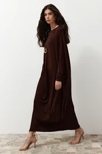 Trendyol Brown Oversize Chic Knitted Kaftan Dress