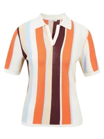 Orange-cream light striped sweater with short sleeves ORSAY
