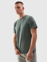 Men's T-shirt in a regular fit made of organic cotton with a 4F print - khaki