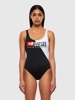 Diesel Plavky - BFSWFLAMMYCUT SWIMSUIT čierno-biele