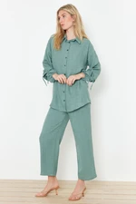 Trendyol Mint Linen Look Woven Two Piece Set