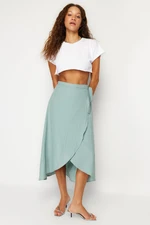 Trendyol Khaki Double Breasted Closure Tie Detail Midi Length Woven Skirt