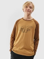 Chlapecké tričko s dlouhými rukávy s potiskem - hnědé