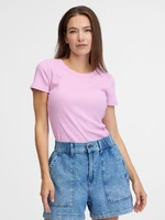 Pink women's ribbed T-shirt with GAP logo