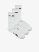 Sada troch párov bielych pánskych ponožiek Jack & Jones