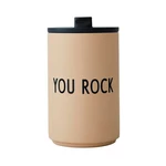 Beżowy kubek termiczny 350 ml You Rock – Design Letters