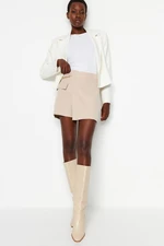 Trendyol Stone Chain Double Breasted Woven Short Skirt