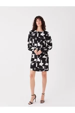 LC Waikiki Crew Neck Patterned Long Sleeve Women's Dress