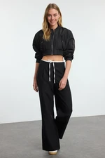 Trendyol Black Waist Detailed Full Mold Thick Fabric Wide Leg Trousers