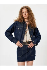 Koton Oversize Denim Jacket with Pocket Detail and Classic Collar Buttons