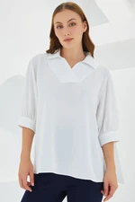 Bigdart Women's White Shirt Collar Satin Blouse 0493