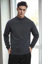 64721 Dewberry Half Turtleneck Woolen Mens Knit Sweater-ANTHRACITE