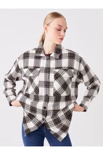 LC Waikiki Women's Plaid Long Sleeve Oversize Lumberjack Shirt Jacket