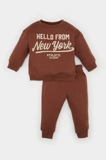 DEFACTO Baby Boy 2-Piece Set Crew Neck Printed Sweatshirt Elastic Waist Tracksuit Bottoms