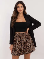 Dark beige and black leopard print mini skirt