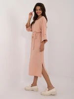 Orange simple casual dress with belt