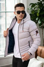 67514 Dewberry Hooded Winter Mens Puffer Coat-STONE