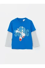 LC Waikiki LCW baby Vivid Blue Crew Neck Sonic Printed Baby Boy T-Shirt