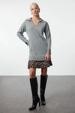 Trendyol Dark Gray Mini Knitted Garnished Dress