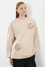 Trendyol Beige Rose Detailed Knitted Tunic