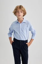 DEFACTO Boys Blue Oxford Long Sleeve School Shirt