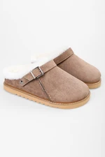 Shoeberry Women's Saboi Mink Suede Furry Flat Slippers