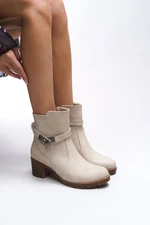 Riccon Iverolia Lock Detailed Heeled Boots 0012790 Matte Beige