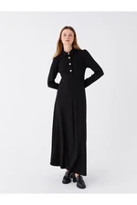 LC Waikiki Shirt Collar Plain Long Sleeve Women's Dress