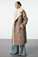 Trendyol Mink Oversize Für Lined Long Suede Coat