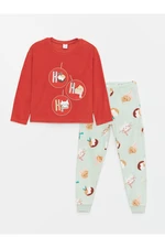 LC Waikiki Lcw Crew Neck Christmas Themed Fleece Girl's Pajama Set